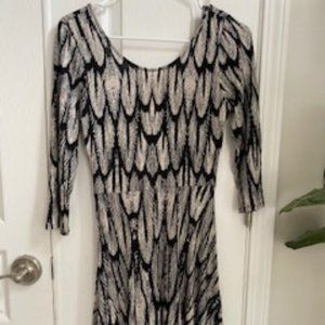Express Black Printed Scoopneck Dress